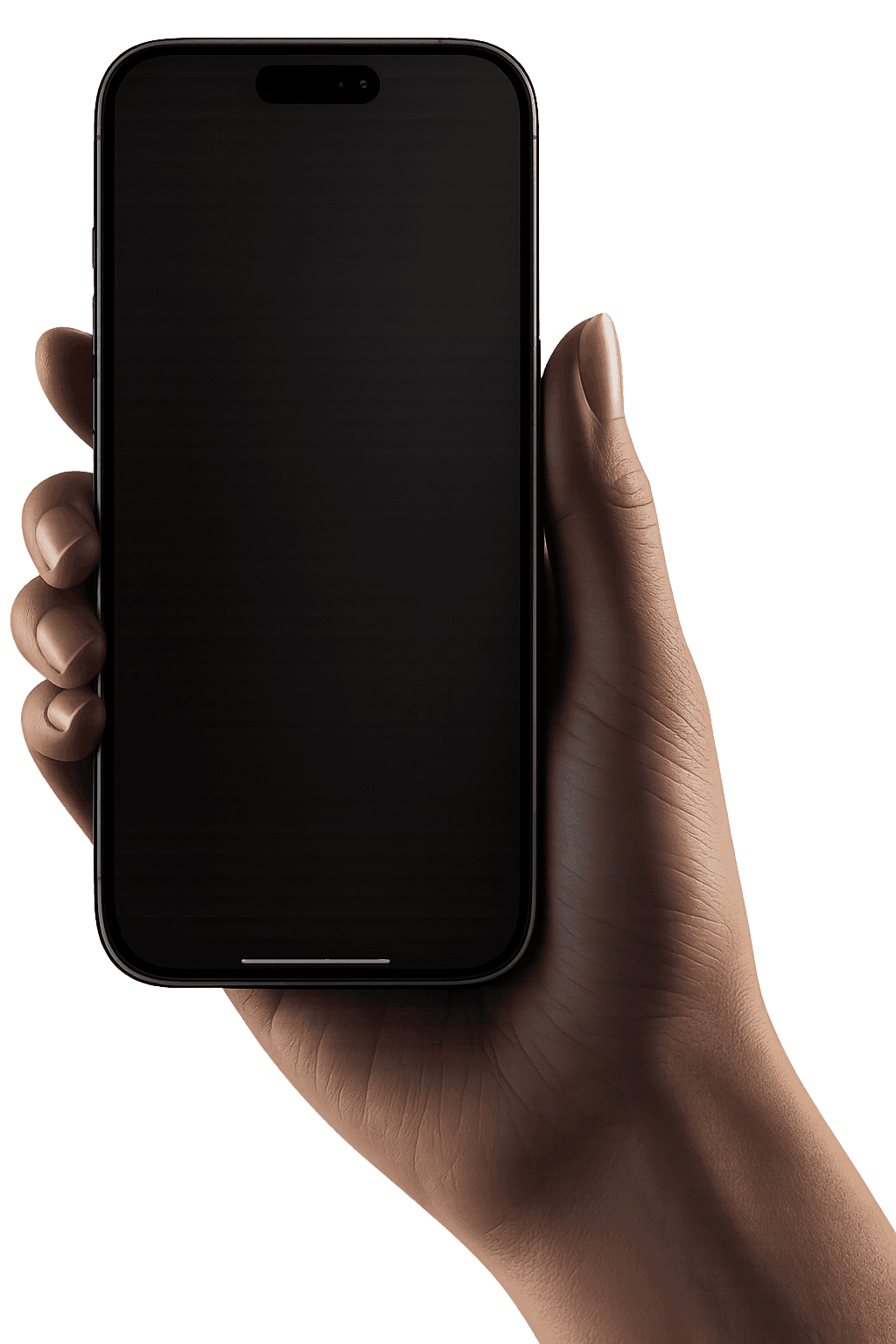 A hand holding a phone showing the LiveProfile app.